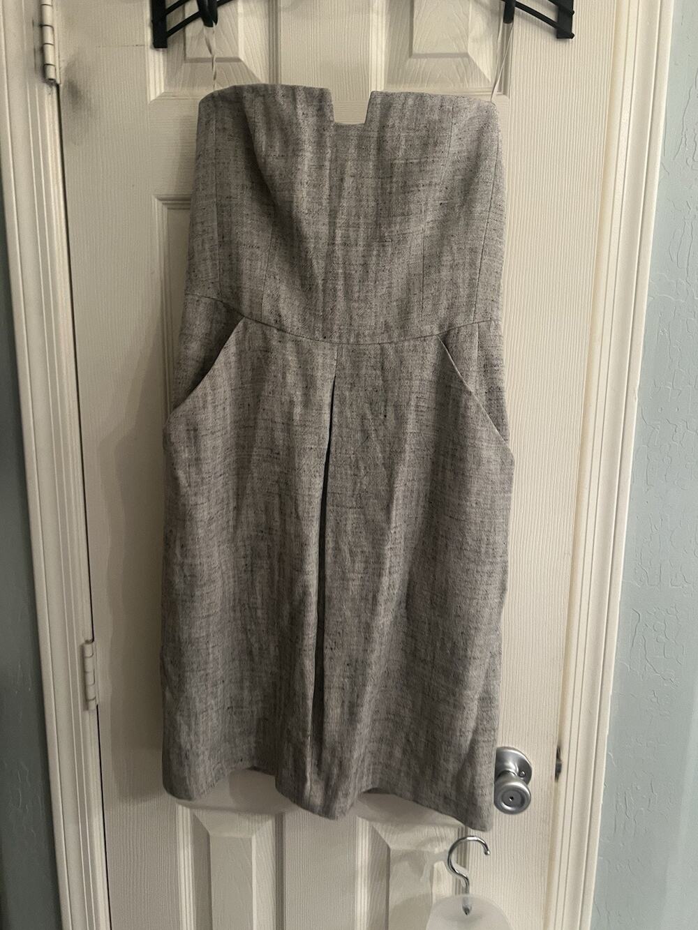 AKRIS Strapless Linen Tweed Dress 40 Us 10